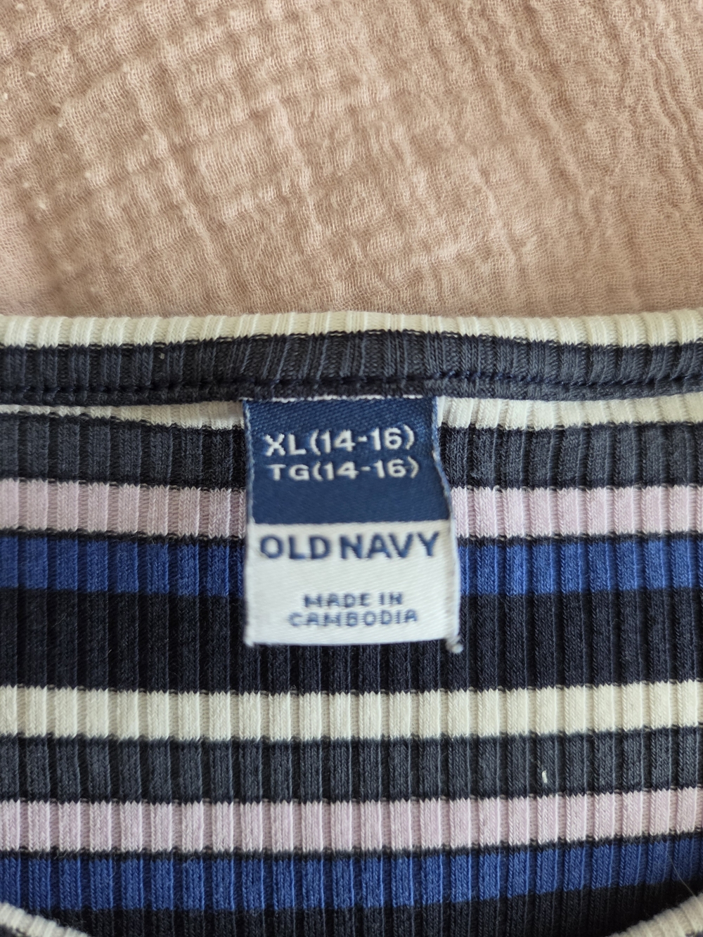 Striped Short-Sleeve Ribbed Top - Picture 2 of 3